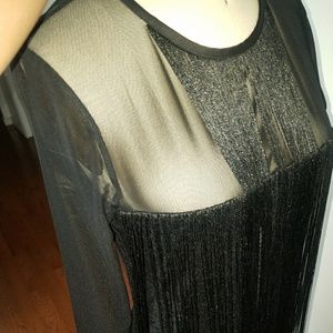 Express Black Fringe Sequins Dress